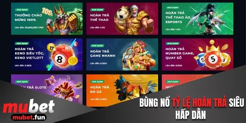 Bùng nổ tỷ lệ hoàn trả siêu hấp dẫn 